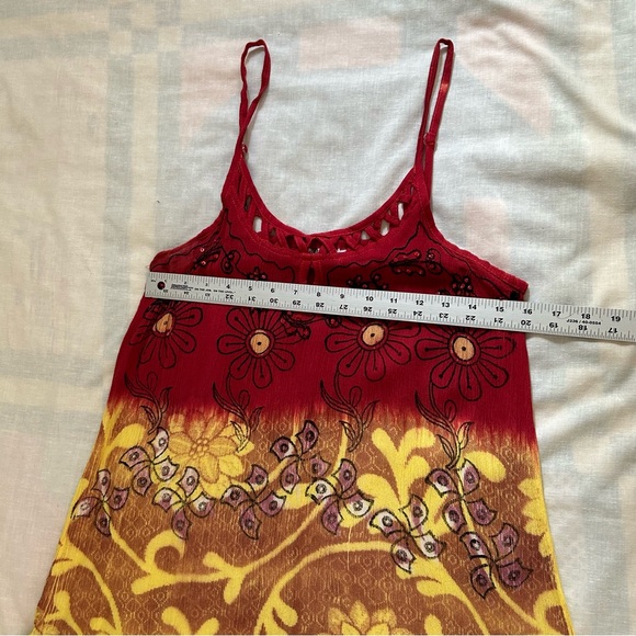 VTG Just Cruisin women Free size rayon sun dress tiered Bohemian Hippie unique - Picture 8 of 9